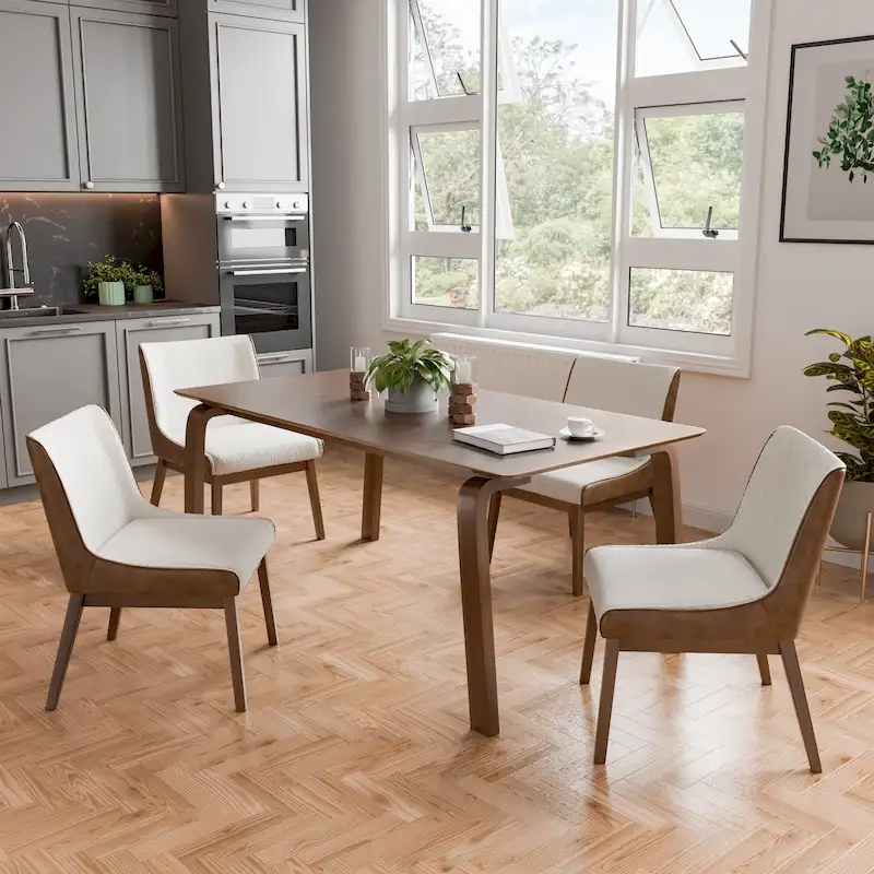 Mid-century Walnut 5-Piece Rectangle Dining Table