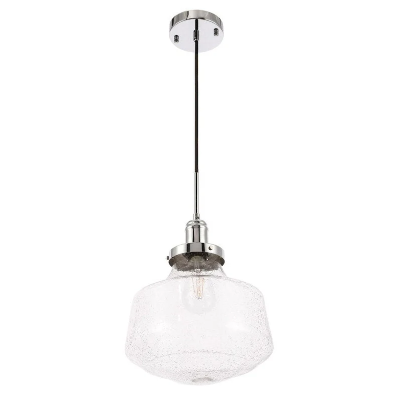 Klyli 11-inch 1-light Clear Seeded Glass Hanging Pendant