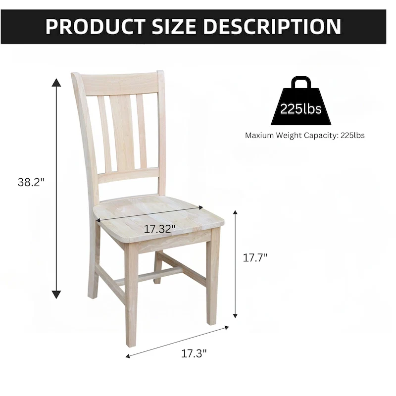 International Concepts Solid Wood San Remo Splatback Chairs, Set of 2