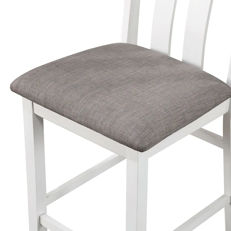 Badia Transitional White Wood 5-Piece Counter Height Table Set by Furniture of America