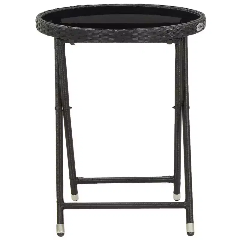 vidaXL Patio Bistro Set Bistro Table 3 Piece Poly Rattan and Tempered Glass