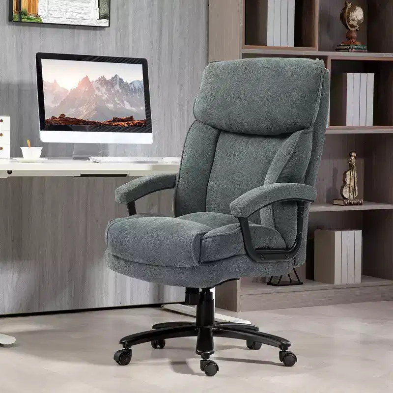 HOMCOM Big and Tall Office Chair, Up to 450 lbs. Heavy Duty Desk Chair, Executive Computer Chair for Heavy People w/ High Back, Swivel Wheels, Gray