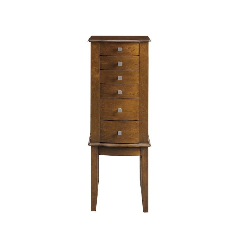 Jewelry Armoire with 6 Drawers - 40 - Walnut Finish