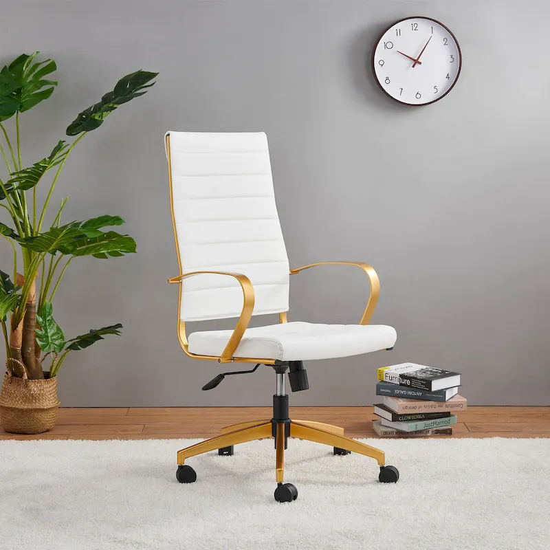 Ribbed Computer Office Chair Adjustable Swivel High Back Desk Chair
