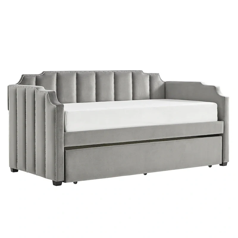 Chareau Glam Grey Velvet Daybed by iNSPIRE Q Modern