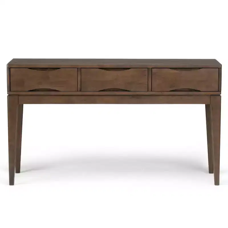 Walnut Brown Console Table with 3 Drawers, Mid-Century Style, for 1
