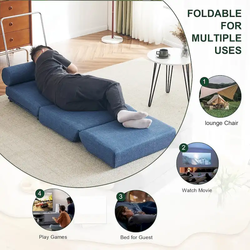 Single Sofa Chair Foldable Single Sofa Bed with Pillow