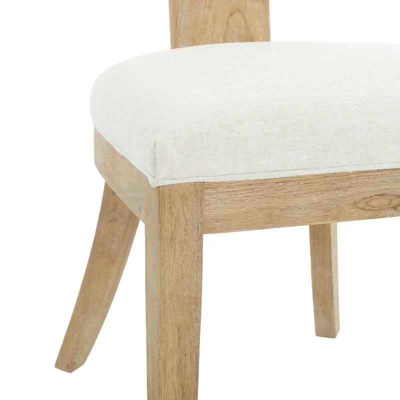 Fescue Fabric and Rubberwood Slat Back Upholstered Dining Chair