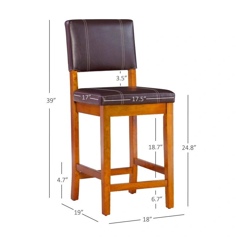Linon Clover 24-inch Dark Brown Faux Leather Counter Stool