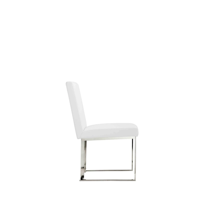 Boly 19 Inch Side Dining Chair Set of 2, Chrome Cantilever Steel Base White