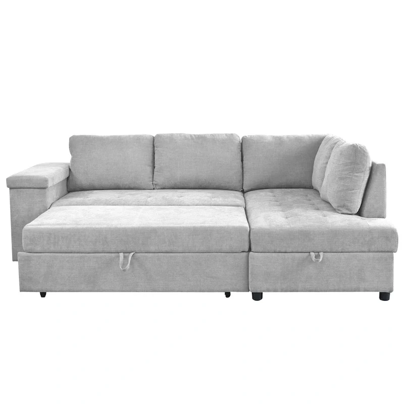 3-Seater Convertible Polyester Sofa Bed with Storage