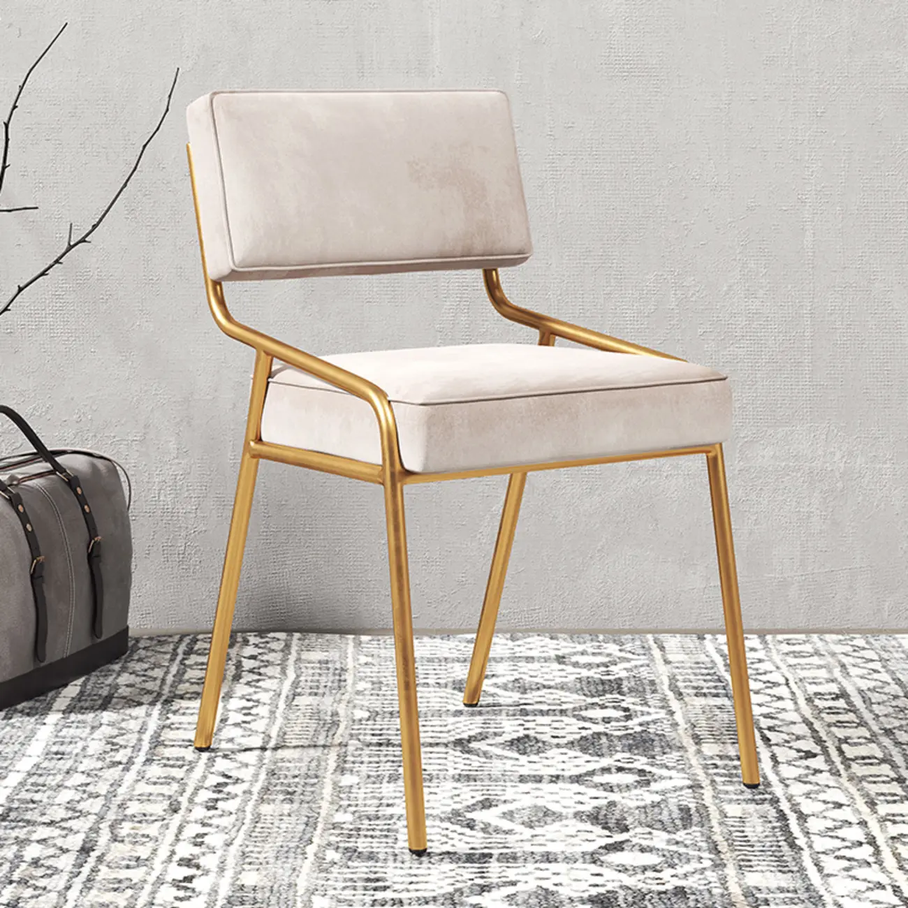 Modern Rectangle Faux Leather Open Back Dining Chair