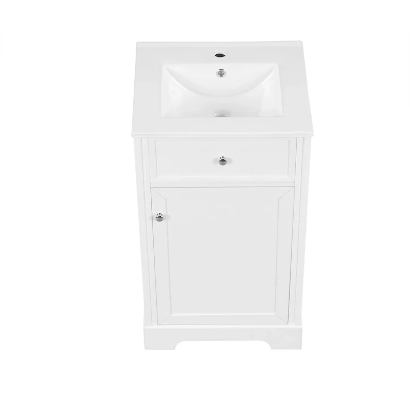 20 Bathroom Vanity with Sink Bathroom Cabinet with Soft Closing Door Storage Rack and Adjustable Shelve White
