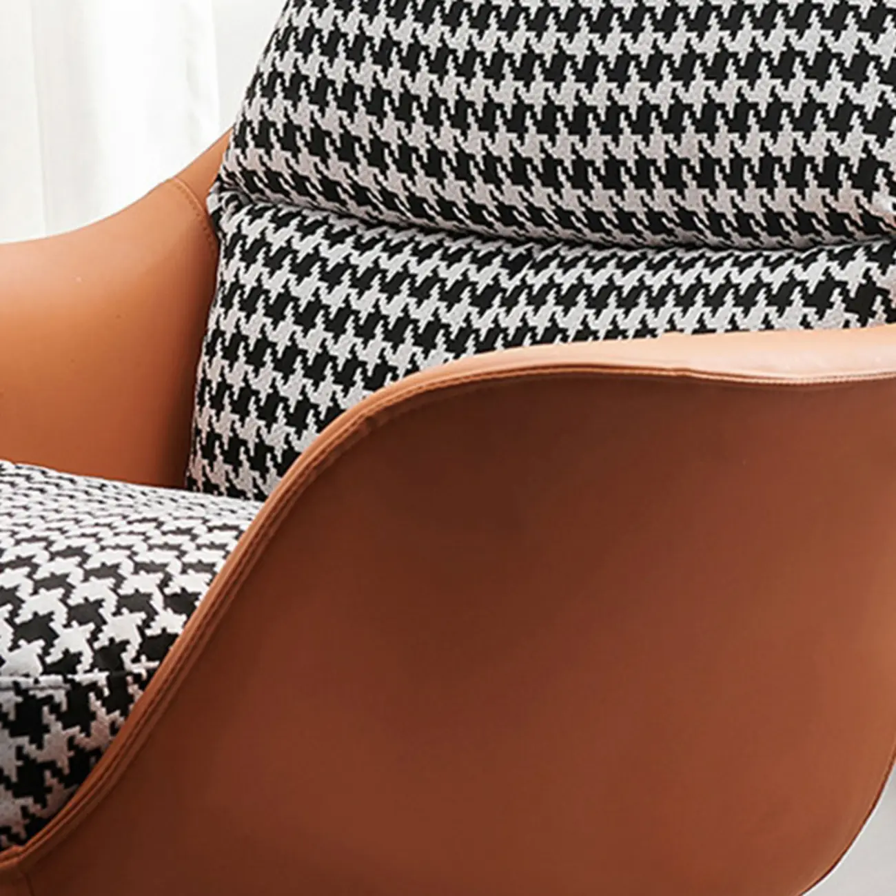 Houndstooth Upholstered Rocking Chair with Track Arm