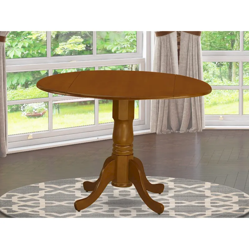 Round Dining Table with Drop Leaf and Pedestal Base - 42 Inch - Seats 4