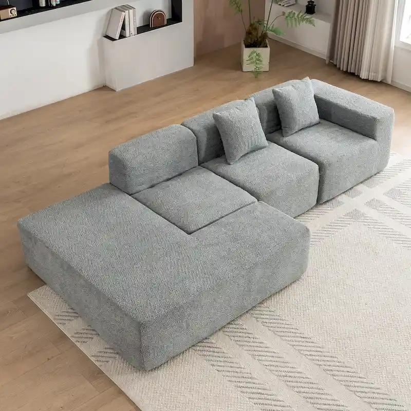 116.5  Sectional Sofa Full-compressed Sofa Couch Free-combined Sofa for Living Room, Grey