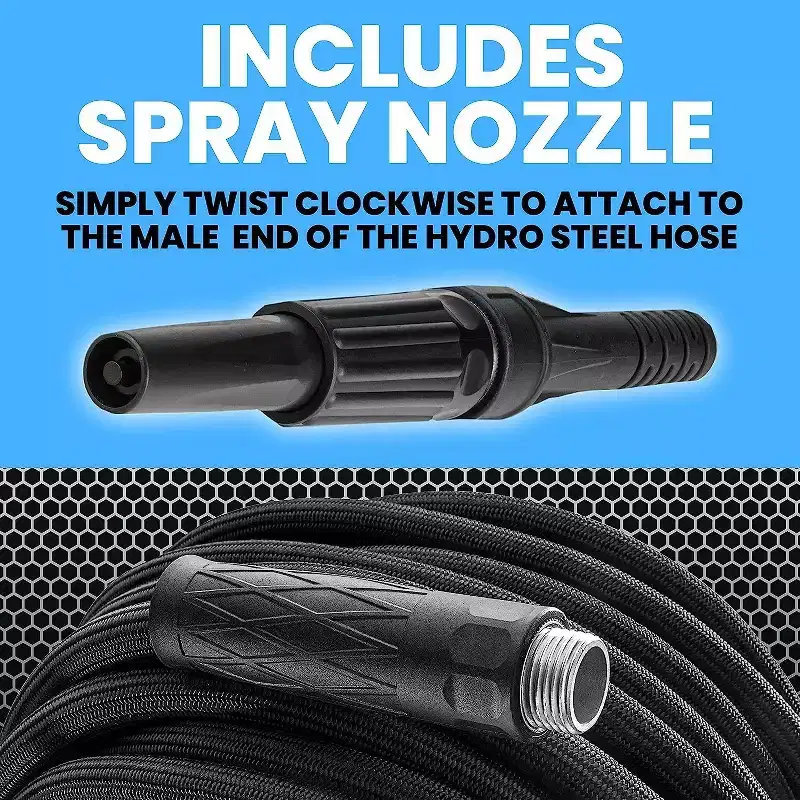 Hydrosteel Garden Hose 5/8-inch Heavy Duty 304 Stainless Steel 3-Layer Metal Water Hose