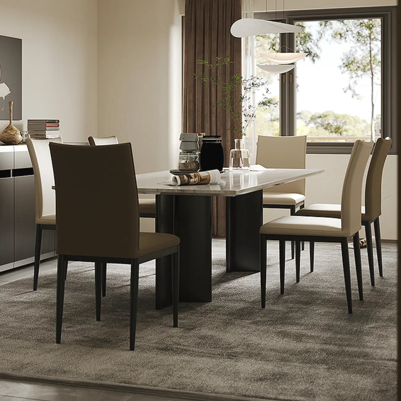 Modern Faux Leather Upholstered Solid Back Dining Chair