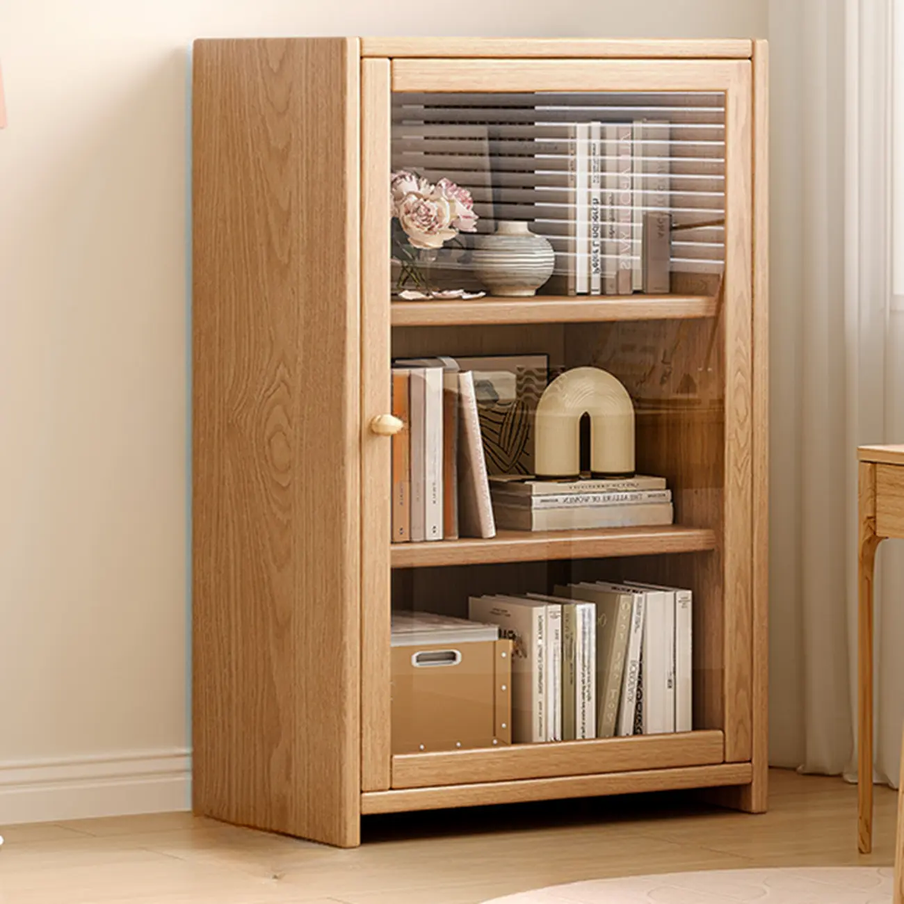 Rectangle Wooden Glass Door Closed-back Office Bookcase