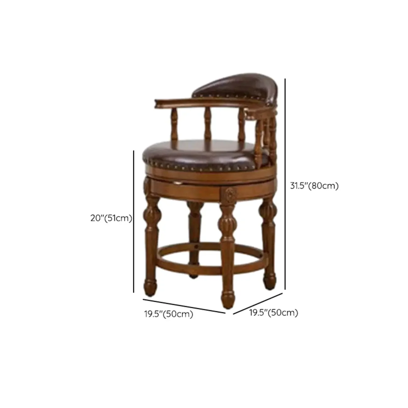 Traditional Brown Rubberwood Cushioned Bar Stools