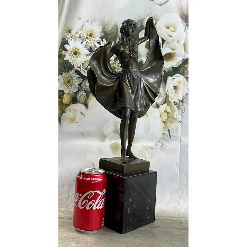 Bergman Art Deco Flapper Dancer Girl Lifting Skirt Bronze Statue Figure Sculpture 18 Inches X 8 Inches