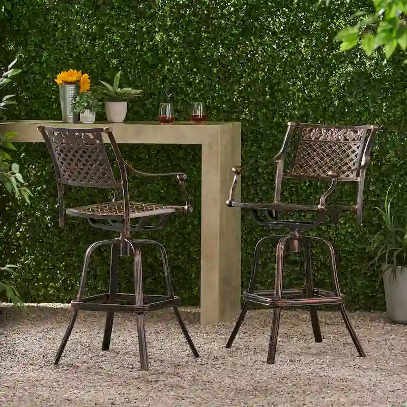 Sebastian Cast Aluminum Bar Stool (Set of 2) by Christopher Knight Home