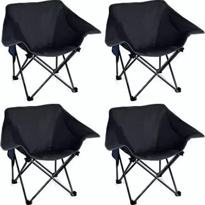 NAYSAYE 4 Pack Portable Camping Chairs Compact Collapsible Heavy Duty Outdoor Folding Sports Chairs for Lawn Park Events, Black, 26.4*20*31