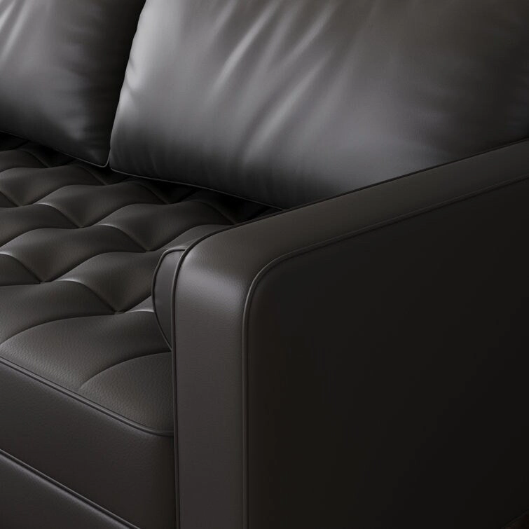 Stateside Mid-Century Square Arm Leather Covered Loveseat Sofa 59