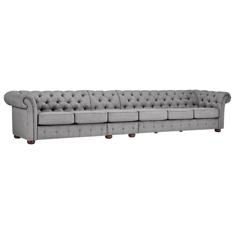 Knightsbridge Light-grey Extra Long Chesterfield Sofa by iNSPIRE Q Artisan