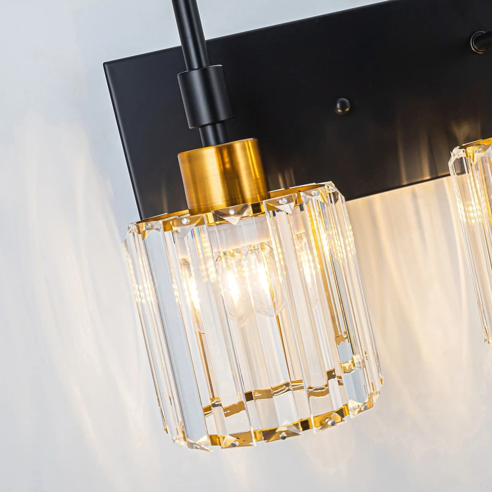 Modern Dimmable Crystal Bathroom Vanity Light Wall Sconces with Crystal Shades