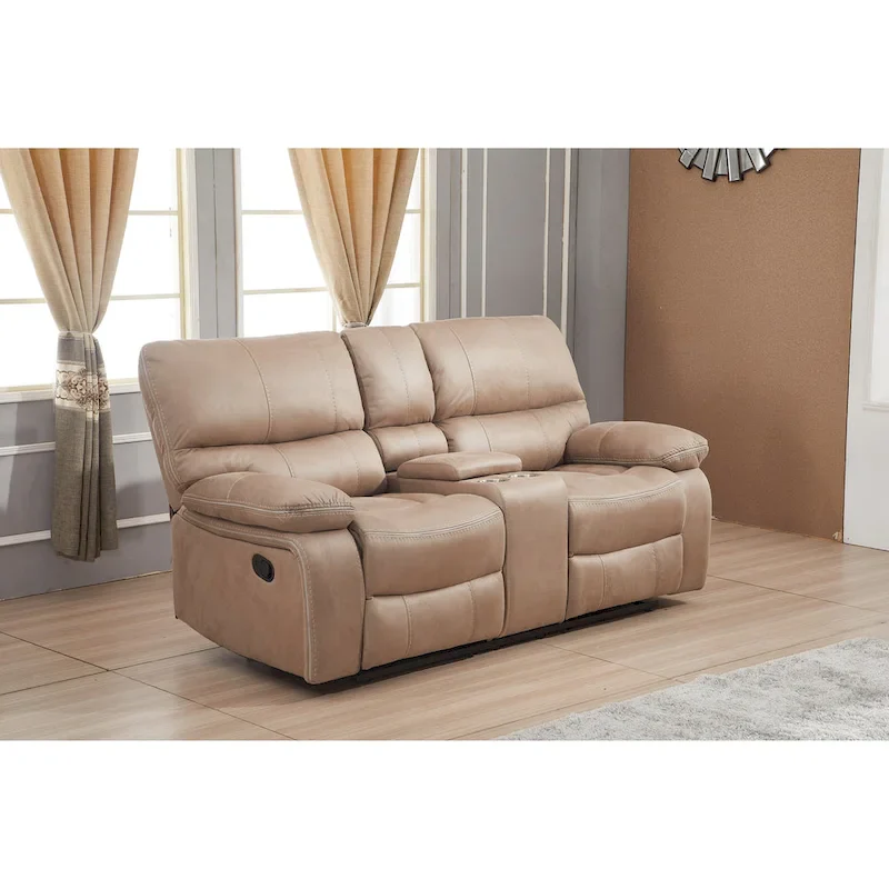 Betsy Furniture Microfiber Manual Rclining 2-seat Loveseat with Console 8007