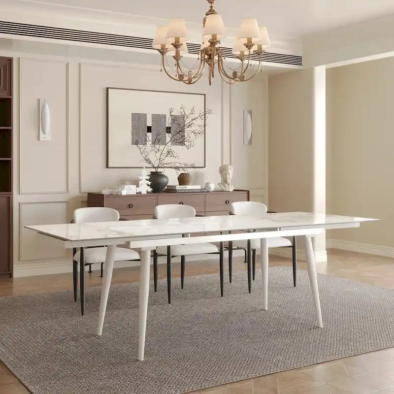 94.48 Rectangular Extendable Sintered Stone Dining Table