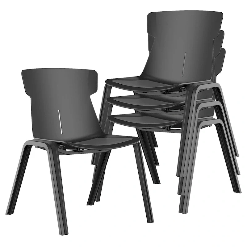 Black Modern Stackable Office Chair, Set of 4