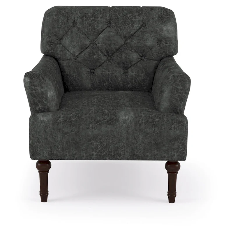 Purani Transitional Vinyl Tufted Wide Accent Chair with T-cushion by Furniture of America