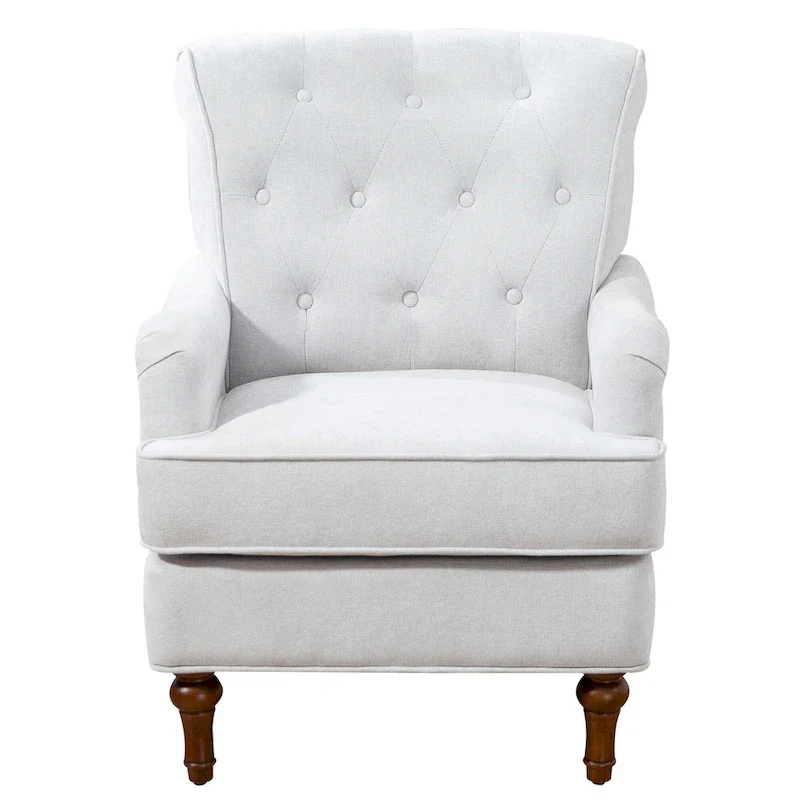 Chenille Fabric Accent Chair with Retro Wooden Legs, High-Density Foam and Spring Cushion, and 300 lbs Weight Capacity
