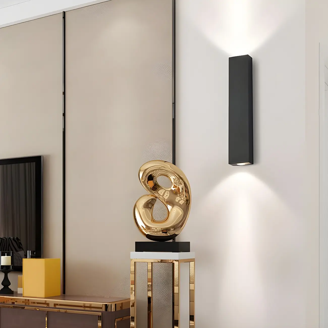 Black Modern Up & Down 2-Light Wall Sconce for Indoor