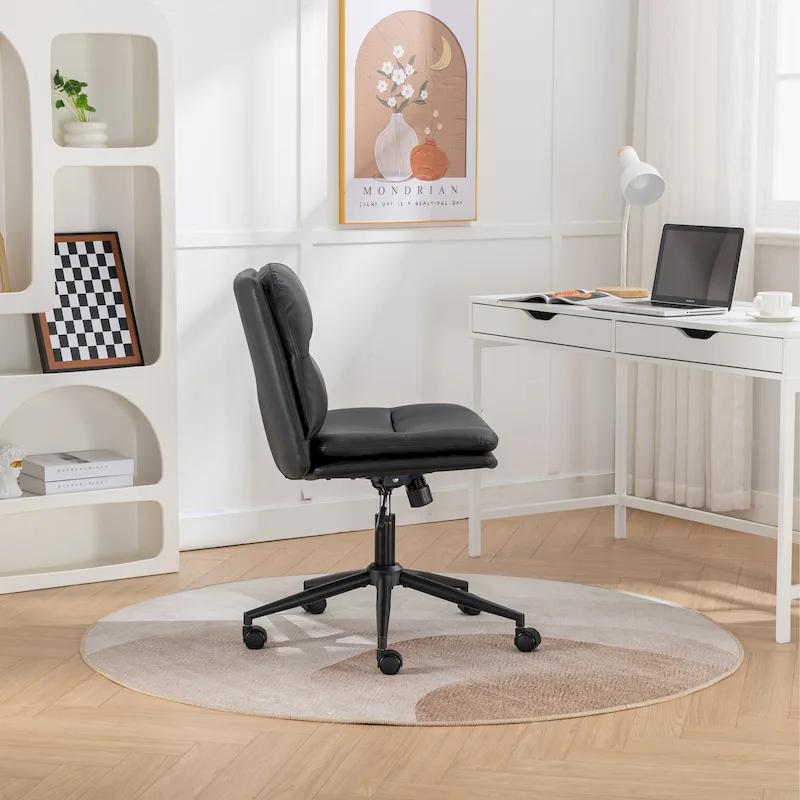 Roundhill Bizerte Adjustable Swivel Criss Cross Chair, Wide Seat Office Chair Vanity Chair