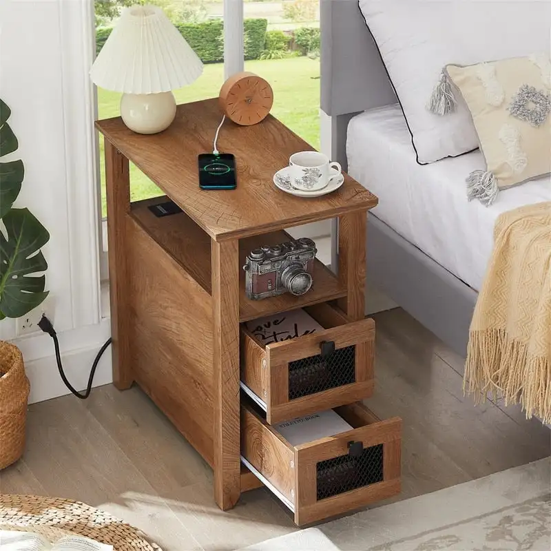 End Table with Charging Station - 13.78D x 23.6W x 24.8H