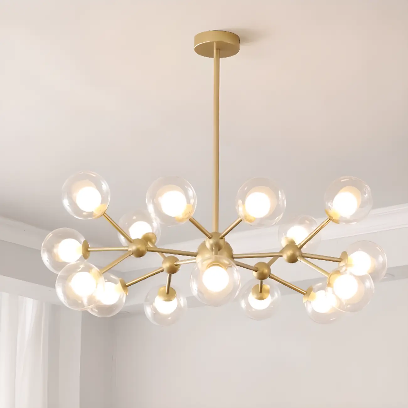 Modern Glass Globes LED Chandelier with Sputnik Design