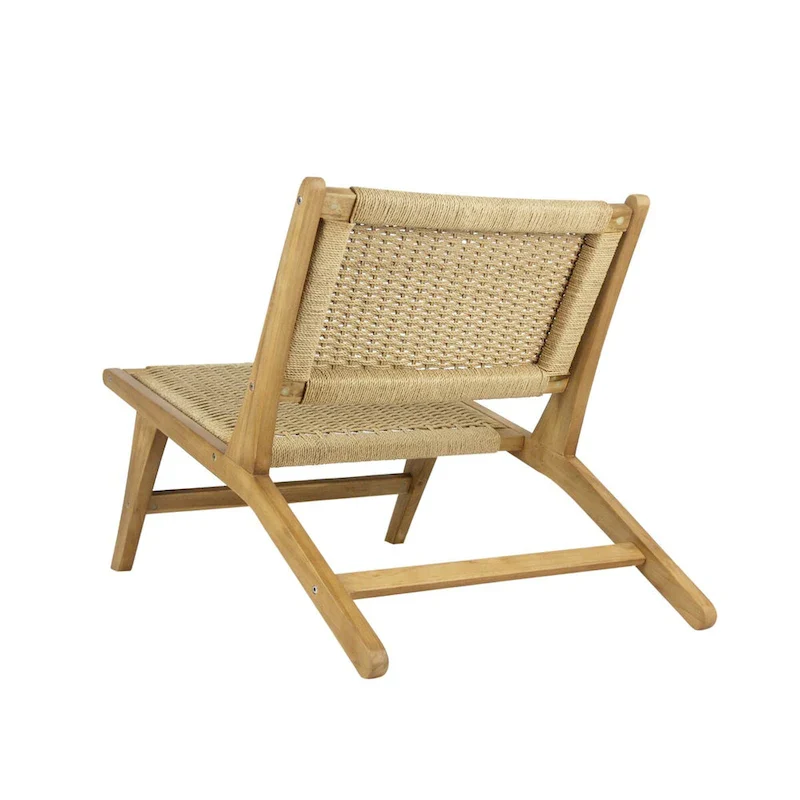 Woven Seagrass Armless Chair - Teak Wood Frame (Natural)