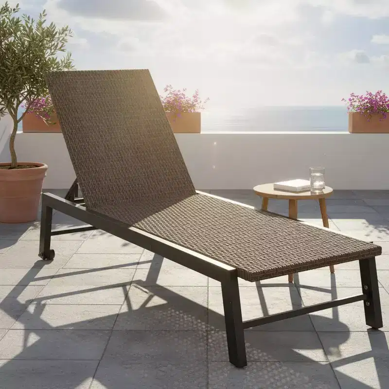 Gymax 1PC/2PC Outdoor PE Wicker Reclining Chaise Lounge Chair with Wheels Perfect for Poolside Relaxation