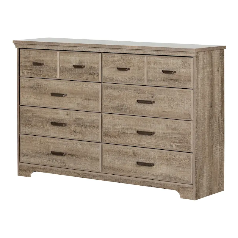 8-Drawer Dresser - Grey Maple/Weathered Oak