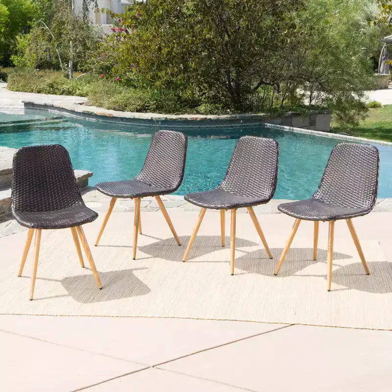 Christopher Knight Home Gila Outdoor Wicker and Iron Armless Dining Chairs