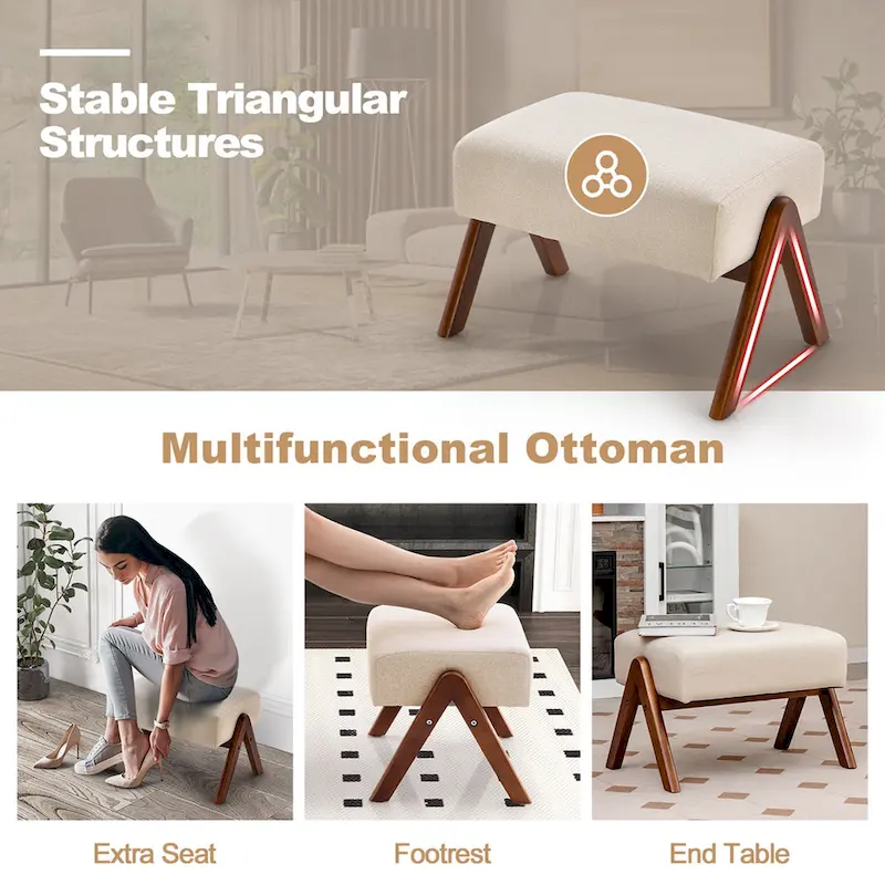 Costway Rocking Chair with Ottoman Upholstered Fabric Glider Rocker - See Details