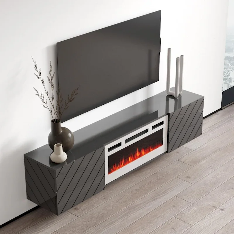 Luxe WH-EF Wall Mounted Electric Fireplace Modern 72 TV Stand