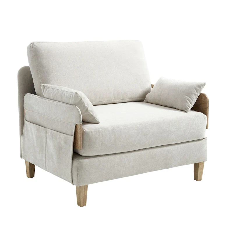 Chenille Upholstered 3-in-1 Convertible Sleeper Foldable Sofa Bed Recliner Chair with 3 Pillows