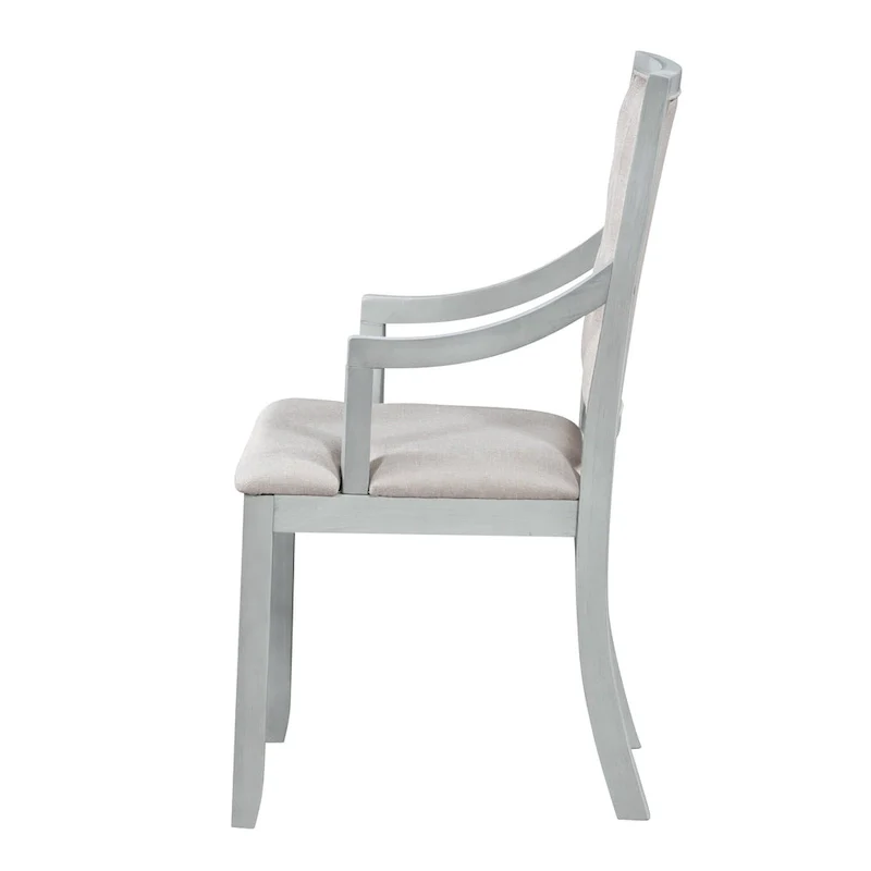 Antique Gray Retro 5-Piece Wooden Dining Table Set with Extendable Round Table & 4 Chairs