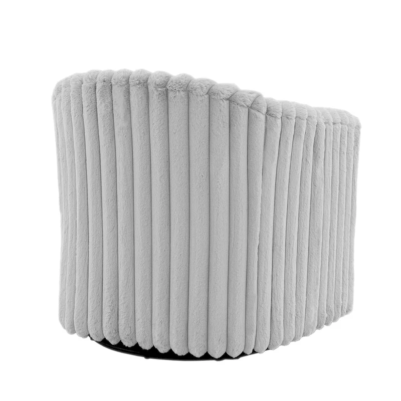 Faux Rabbit Fur Accent Chair 360-degree Swivel Barrel Chairs Set of 2