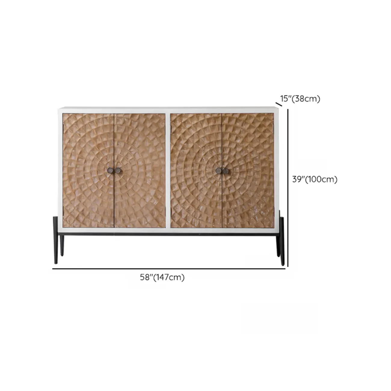 Freestanding Rustic Rectangle White Wood Iron Base Cabinet