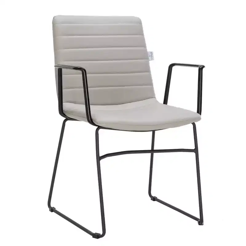 LeisureMod Ergonomic Office Chair Upholstered in Leather/Polyester with Powder-Coated Stainless Steel Frame Padded Seat and Back Zylar Collection